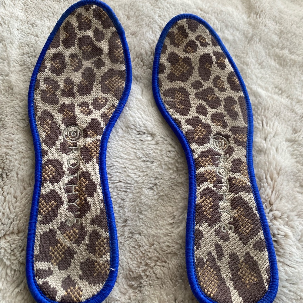Rothy's Mocha Spot Pattern Flats with Red and Blue Accents - Picture 6 of 8